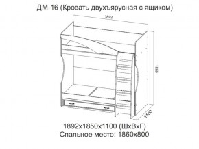 ДМ-16 Кровать двухъярусная с ящиком в Сухом Логу - suhoj-log.magazin-mebel74.ru | фото