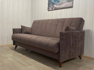 Диван Престиж-3 НПБ, велюр Sensey Dusty plum в Сухом Логу - suhoj-log.magazin-mebel74.ru | фото