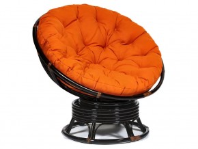 Кресло-качалка Papasan w 23/01 B с подушкой Antique brown, ткань Оранжевый в Сухом Логу - suhoj-log.magazin-mebel74.ru | фото