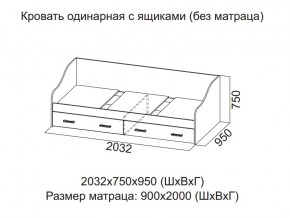 Кровать одинарная с ящиками (Без матраца 0,9*2,0) в Сухом Логу - suhoj-log.magazin-mebel74.ru | фото