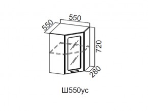 Ш550ус/720 Шкаф навесной 550/720 (угловой со стеклом) в Сухом Логу - suhoj-log.magazin-mebel74.ru | фото